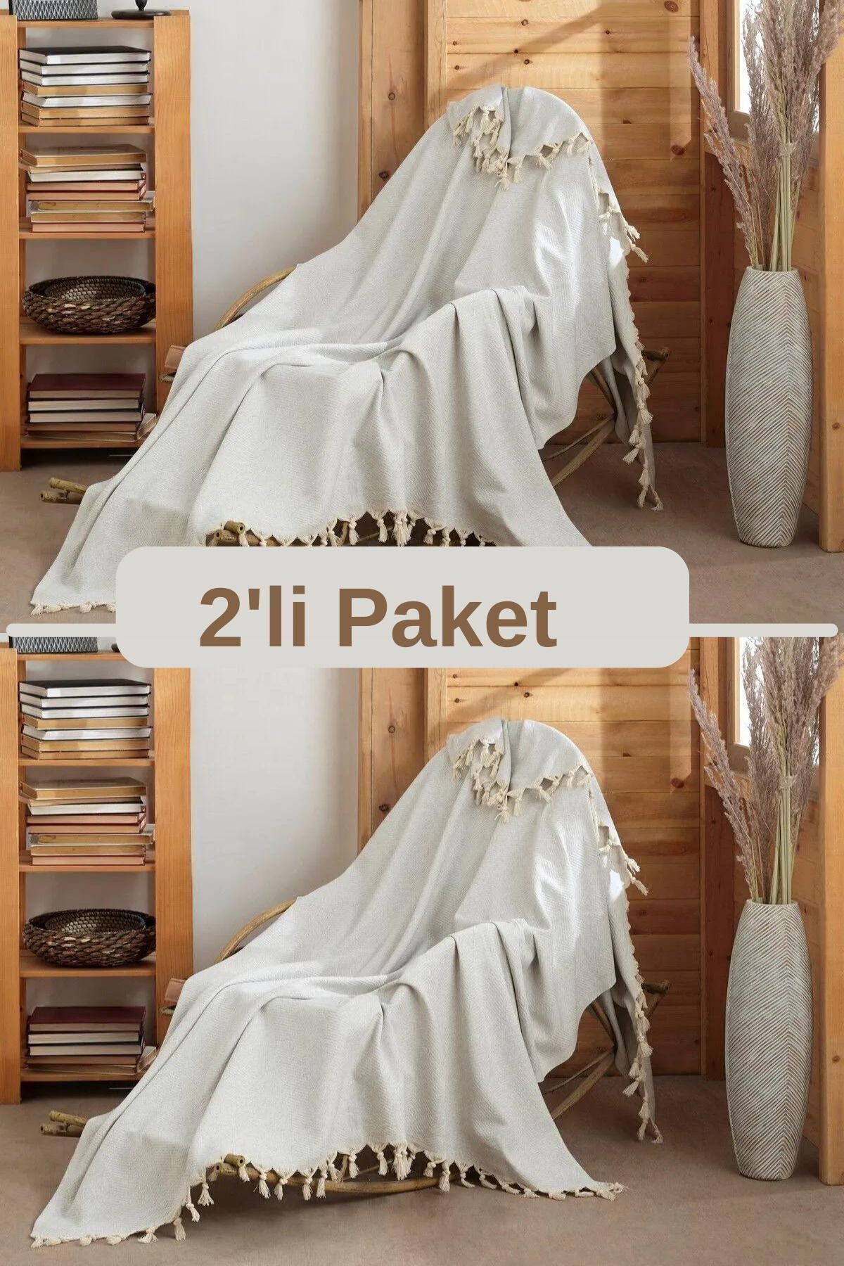 2li Antrasit Pamuklu Tekli Koltuk Ve Berjer Örtüsü - Tv Battaniyesi Throw 120*150 Cm