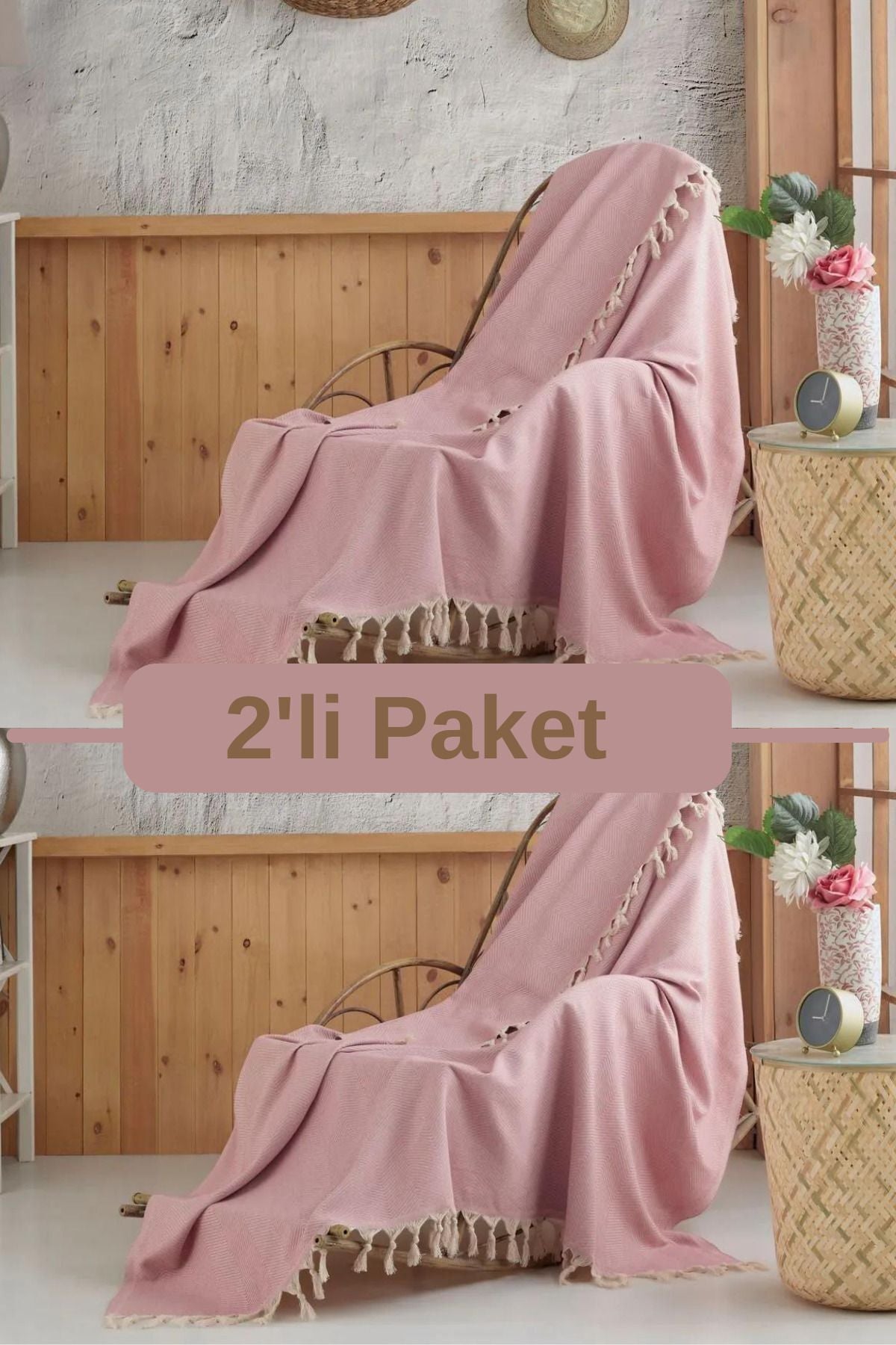 2li Antrasit Pamuklu Tekli Koltuk Ve Berjer Örtüsü - Tv Battaniyesi Throw 120*150 Cm