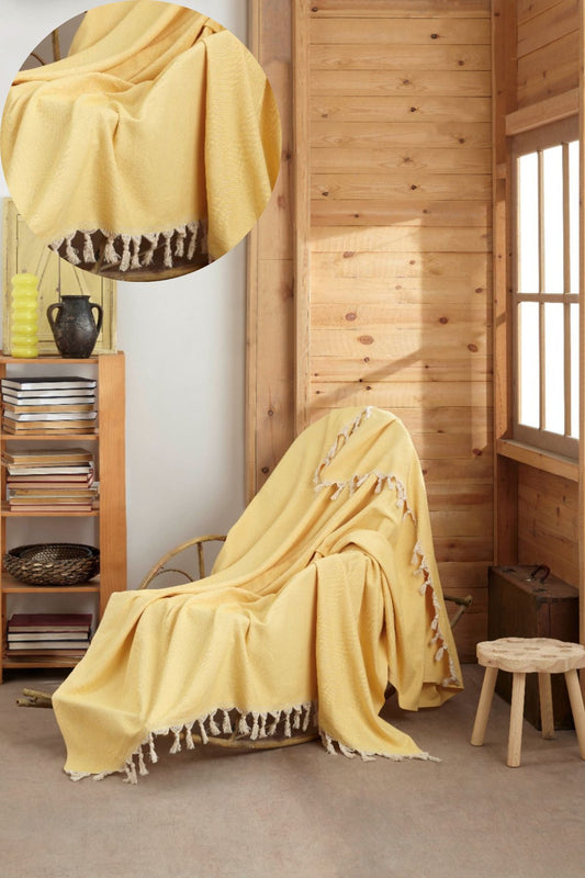 Pamuklu Tekli Koltuk ve Berjer Örtüsü - Tv Battaniyesi Throw- Line- 120*150 cm