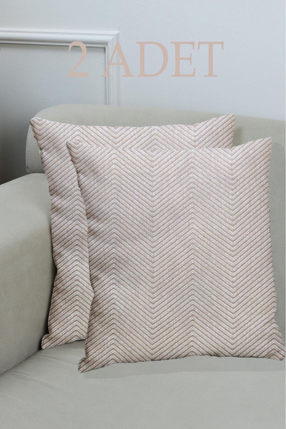 Gri Pamuklu Dekoratif Kırlent Kılıfı 43x43 2 Adet
