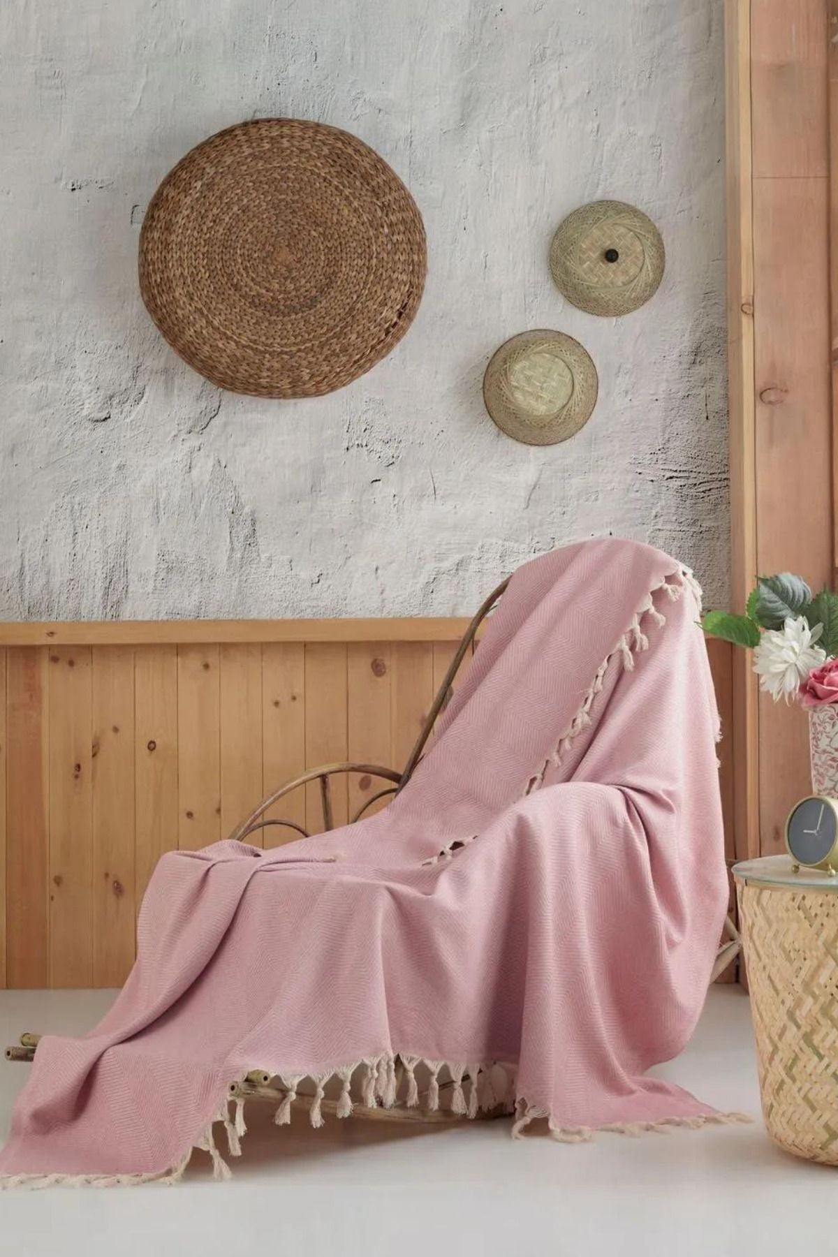 2li Antrasit Pamuklu Tekli Koltuk Ve Berjer Örtüsü - Tv Battaniyesi Throw 120*150 Cm
