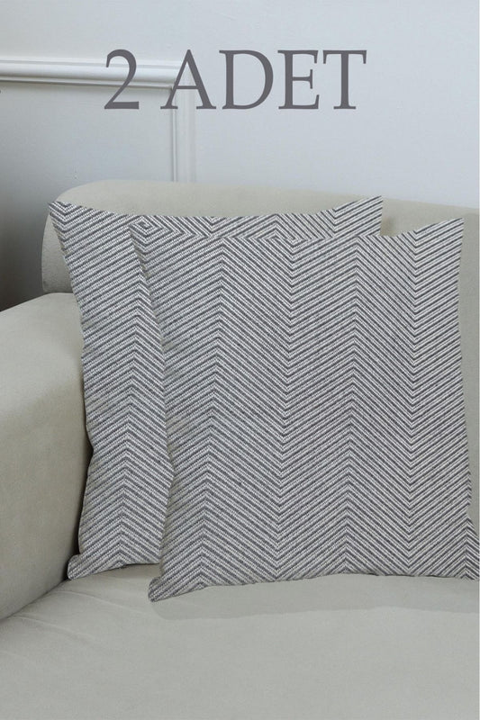 Gri Pamuklu Dekoratif Kırlent Kılıfı 43x43 2 Adet