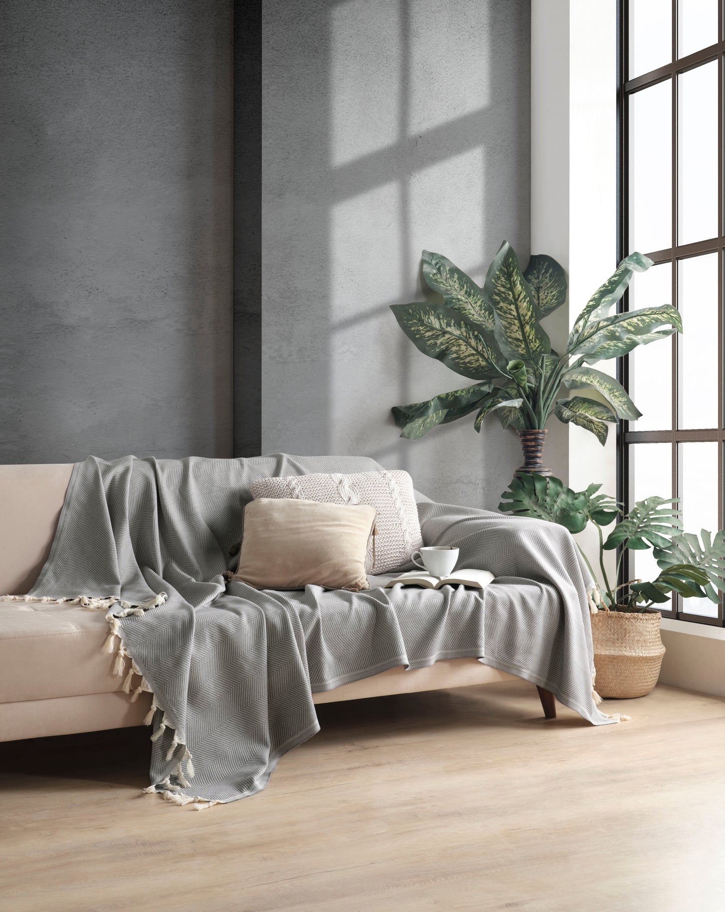Pamuklu Dekoratif Koltuk Örtüsü 170x230 Boyutlu Optimal Kaymaz Tasarım Çift Yönlü Kullanım